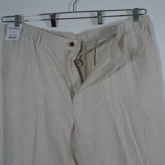 Roundtree Yorke Caribbean Linen Pants Big Men's Size 48x32 Beige Resort Beach - Picture 4 of 12